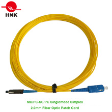 Mu / PC-SC / PC Faseroptik Patchkabel, Singlemode, Simplex, Gelb, 2.0mm, Sonderlänge